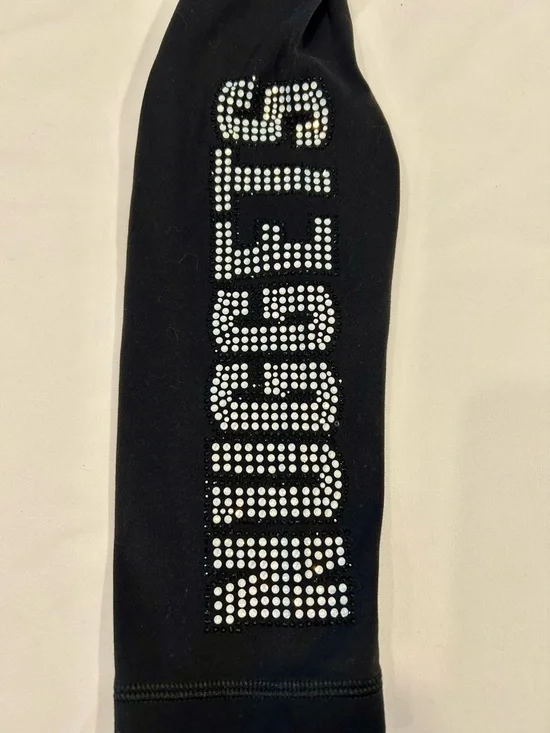 Women’s Black Leggings with Rhinestone Side Detail (Nuggets) - Picture 2 of 6